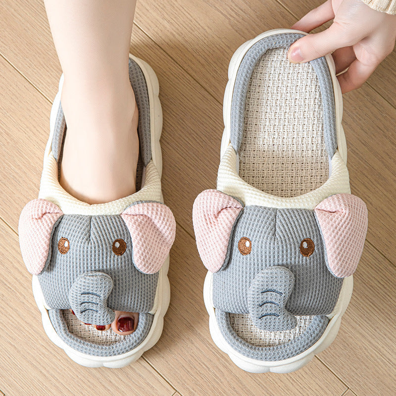 Couples Animal Linen Slippers – Cute, Cozy & Breathable