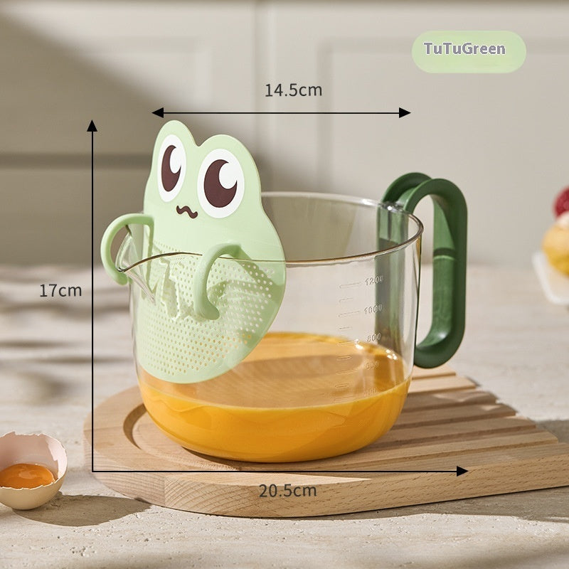 Cartoon Frog Measuring Cup – With Strainer & Handle