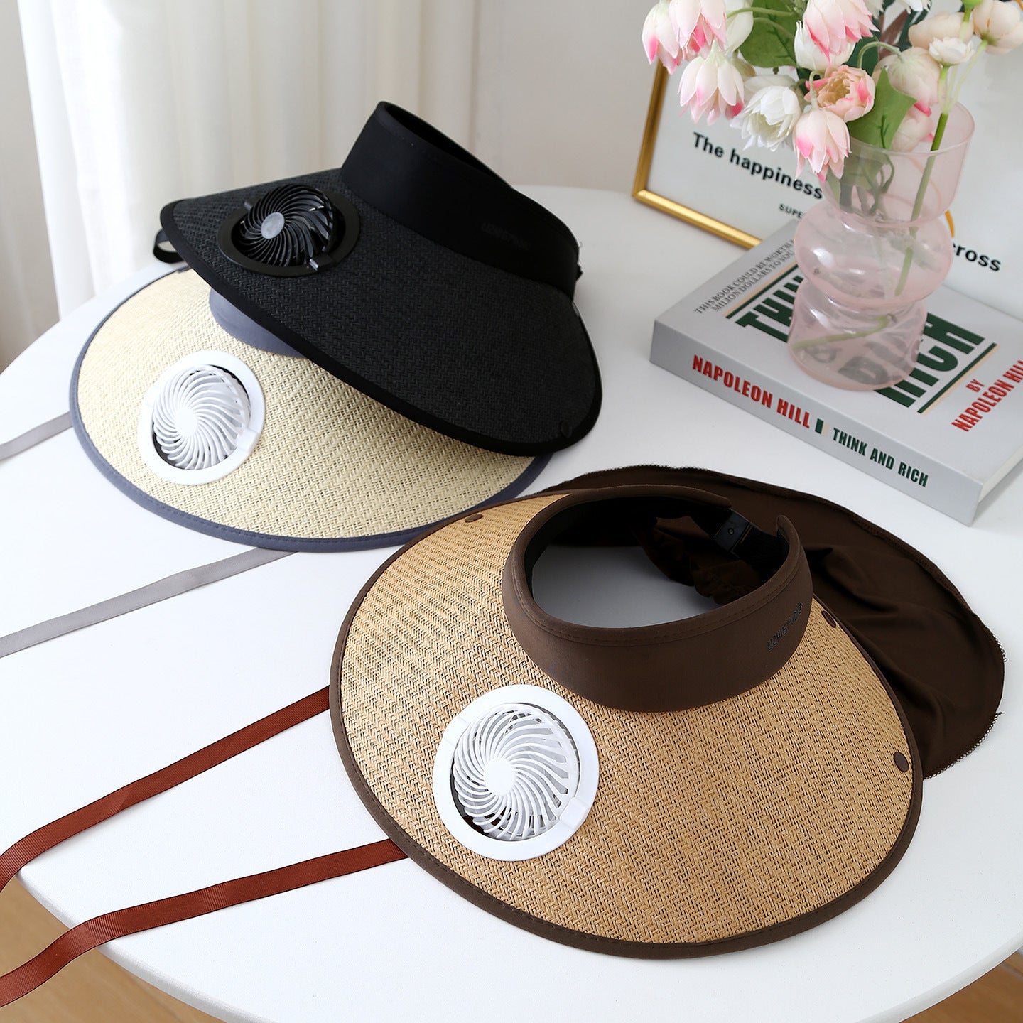 USB Charging Sunshade Cap with Built-in Fan